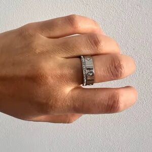 Gold Clover Eternity Band with Pavé Crystals Ring Set